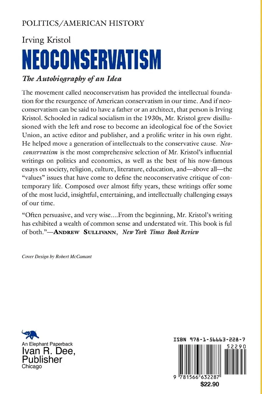 Rückseite: 9781566632287 | Neo-conservatism | The Autobiography of an Idea | Irvin Kristol | Buch