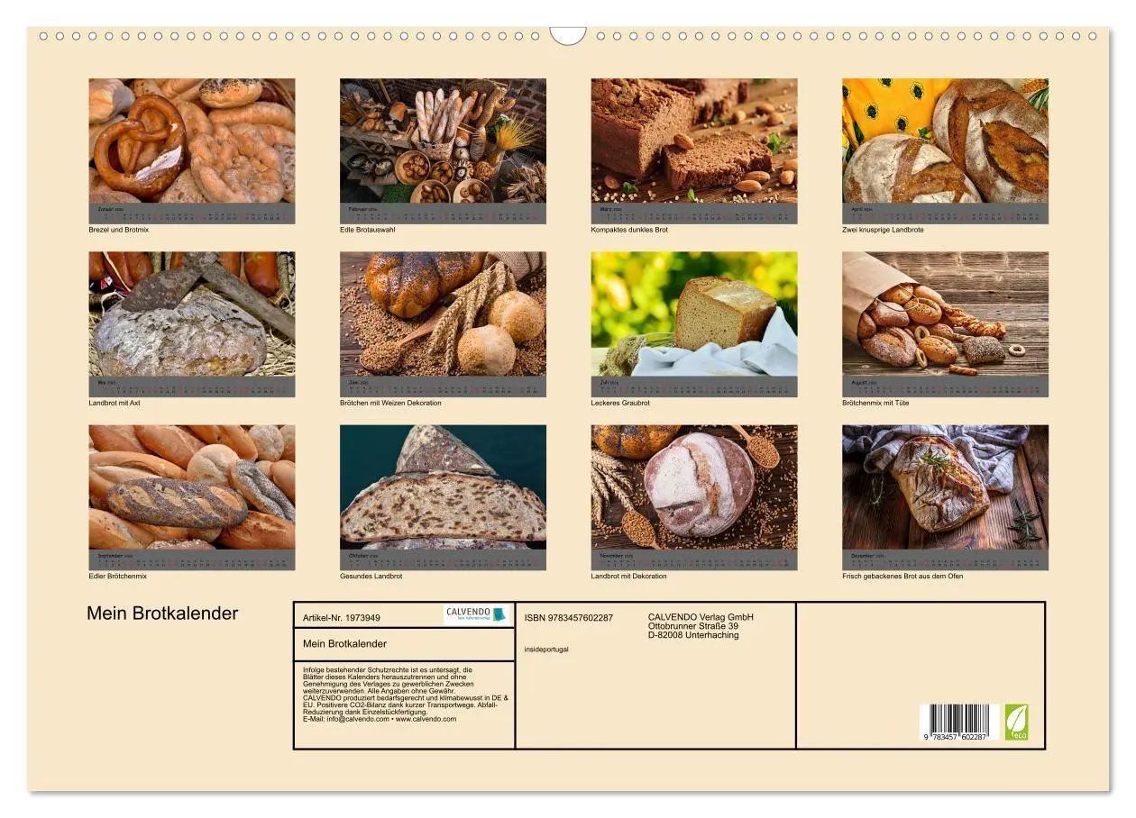 Bild: 9783457602287 | Mein Brotkalender (Wandkalender 2026 DIN A2 quer), CALVENDO...