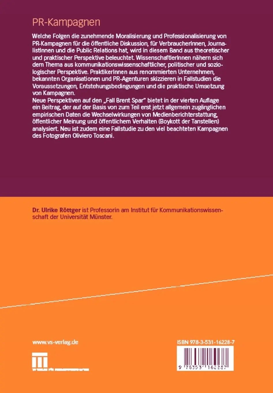 Rückseite: 9783531162287 | PR-Kampagnen | Über die Inszenierung von Öffentlichkeit | Röttger