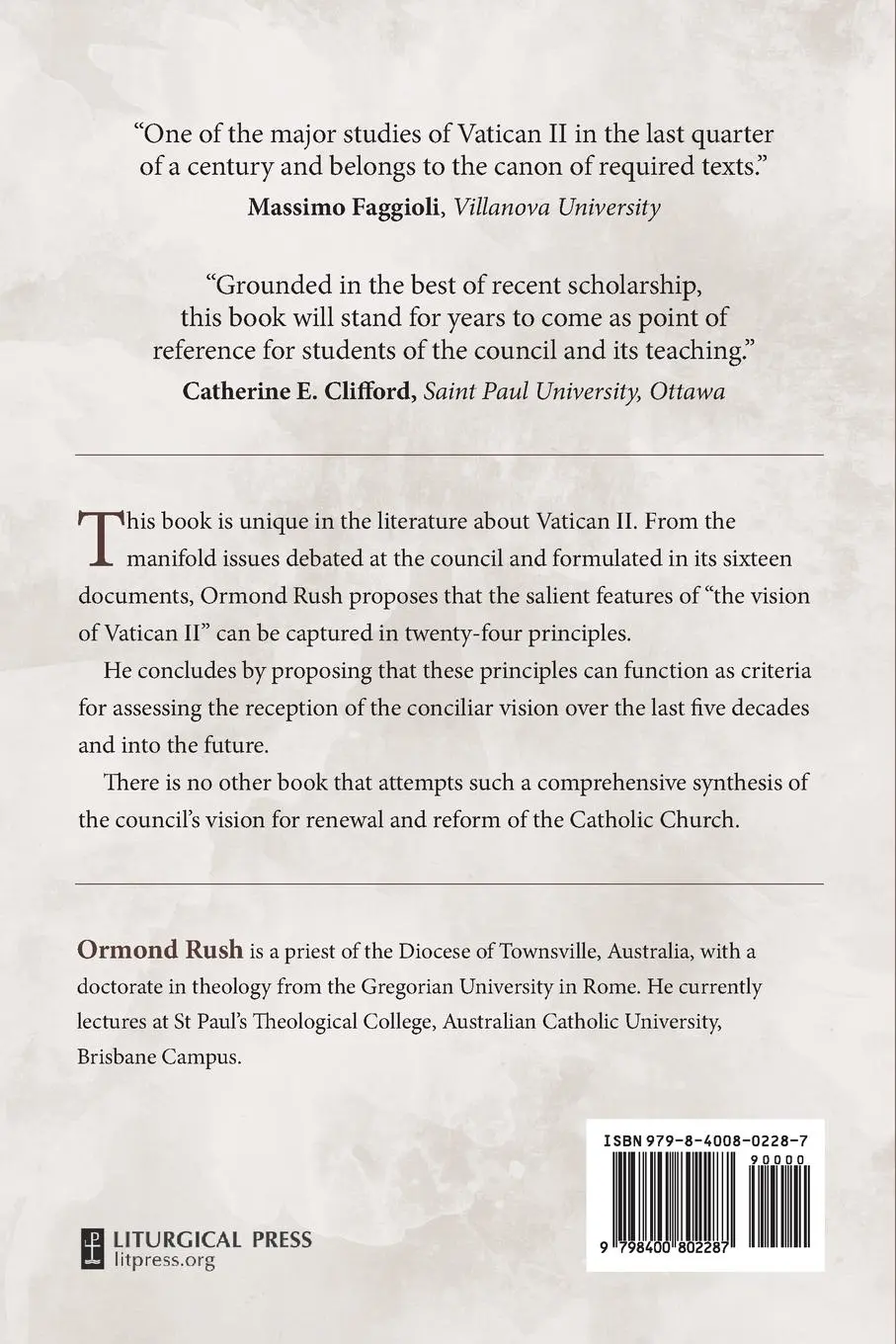 Rückseite: 9798400802287 | Vision of Vatican II | Its Fundamental Principles | Ormond Rush | Buch