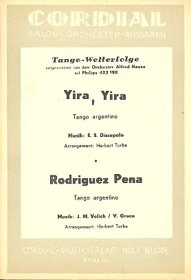 Cover: 9990090852287 | Yira yira und Rodriguez pena: für Salonorchester | Rolf Budde KG