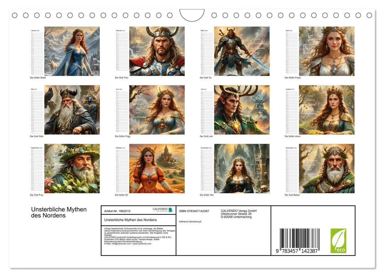 Bild: 9783457142387 | Unsterbliche Mythen des Nordens (Wandkalender 2025 DIN A4 quer),...