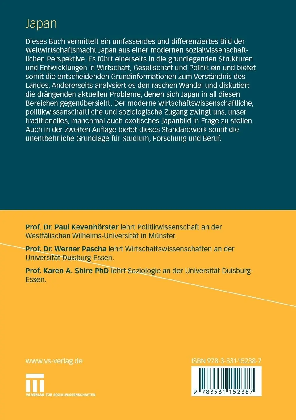 Rückseite: 9783531152387 | Japan | Wirtschaft - Gesellschaft - Politik | Kevenhörster (u. a.)