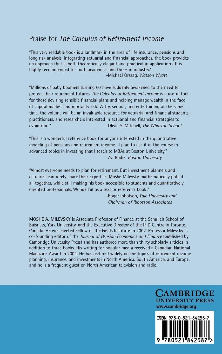 Rückseite: 9780521842587 | The Calculus of Retirement Income | Moshe A. Milevsky | Buch | 2006