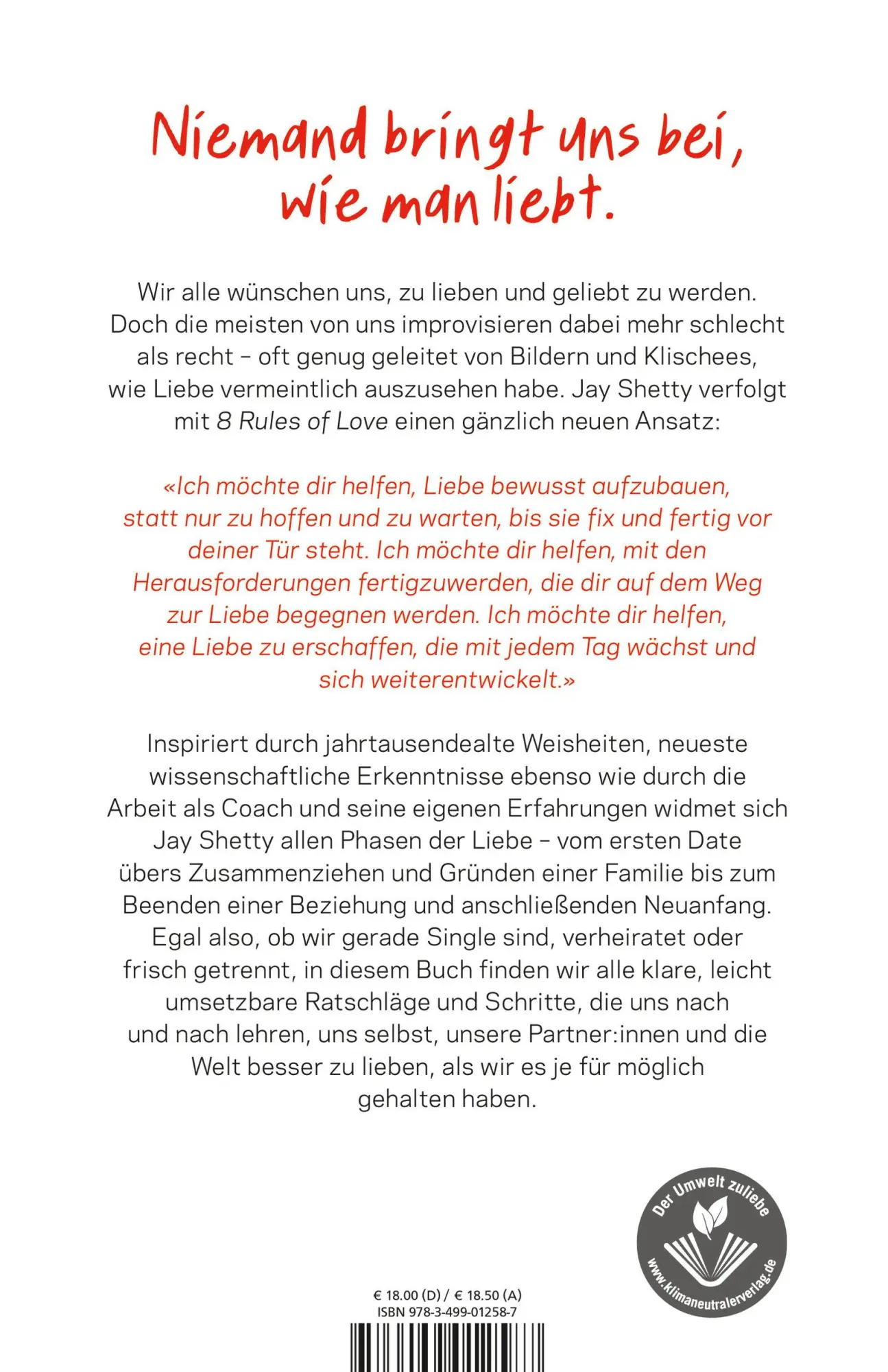 Rückseite: 9783499012587 | 8 Rules of Love | Vom Finden, Bewahren und Loslassen der Liebe | Buch