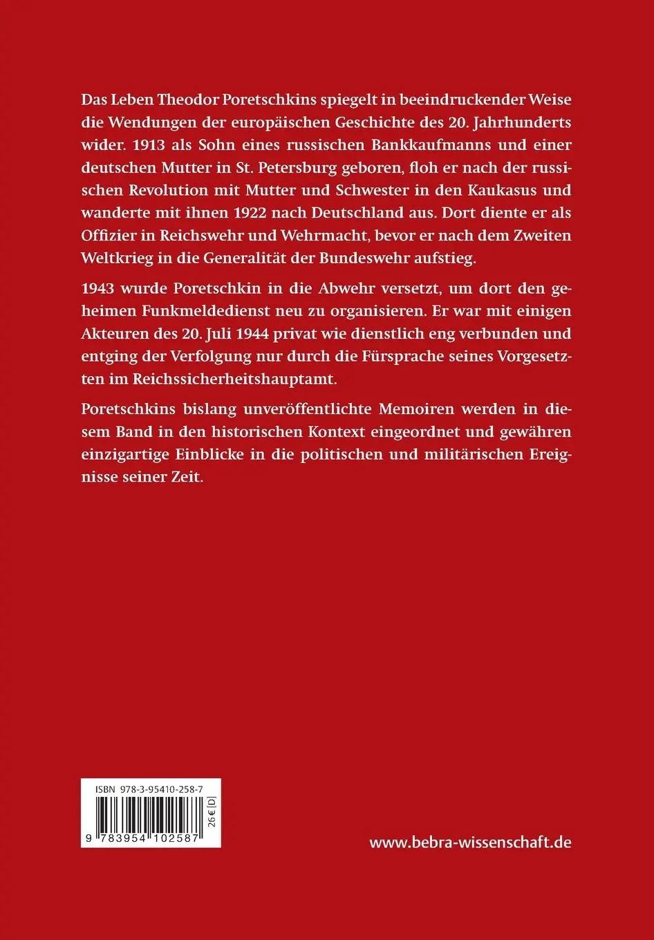 Rückseite: 9783954102587 | Theodor Poretschkin | Laslo Mago (u. a.) | Taschenbuch | 256 S. | 2019