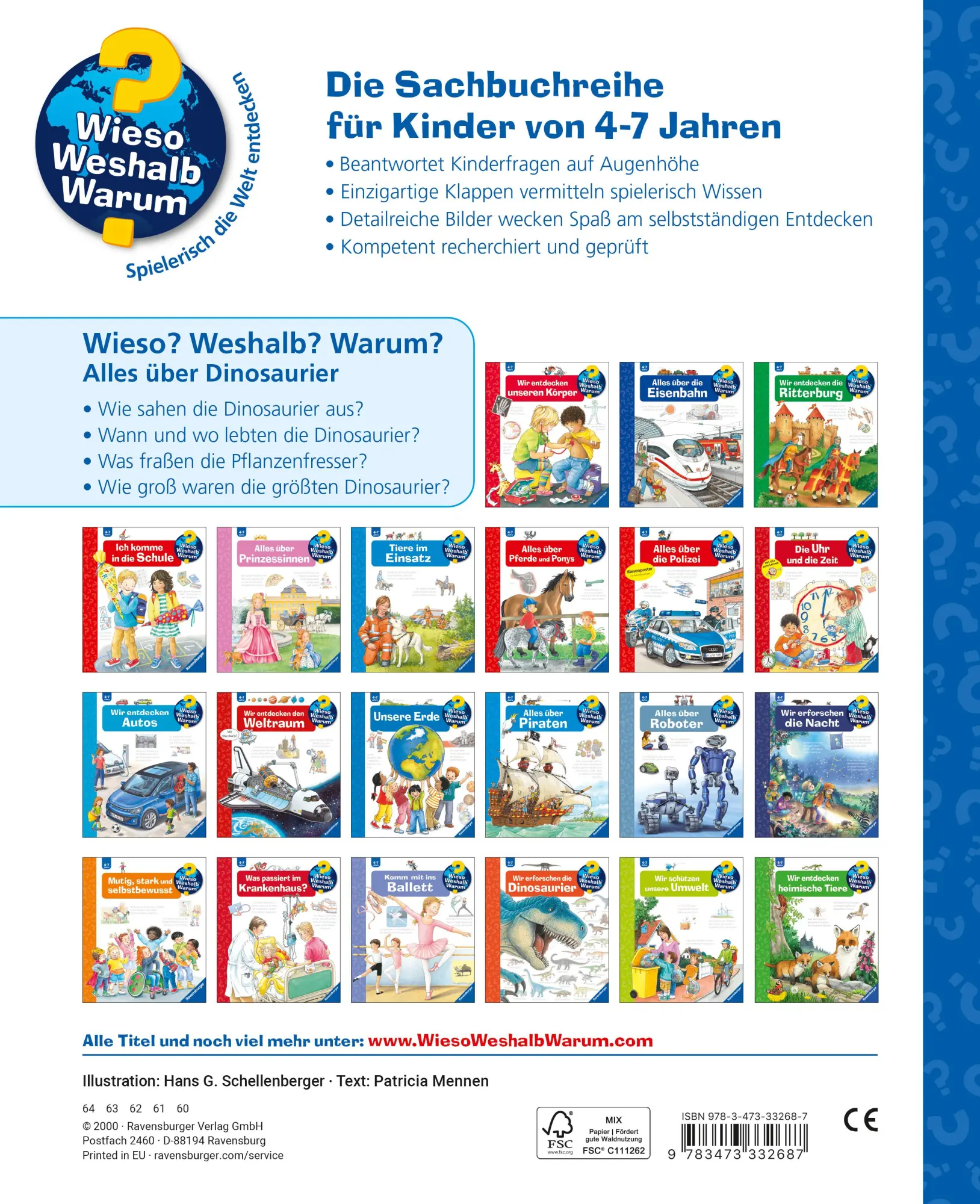 Rückseite: 9783473332687 | Wieso? Weshalb? Warum?, Band 12: Alles über Dinosaurier | Mennen