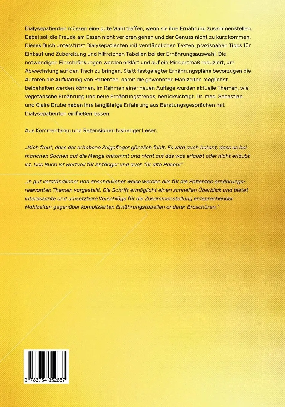 Rückseite: 9783754352687 | Gute Wahl! | Ernährungstipps für Dialysepatienten | Drube (u. a.)