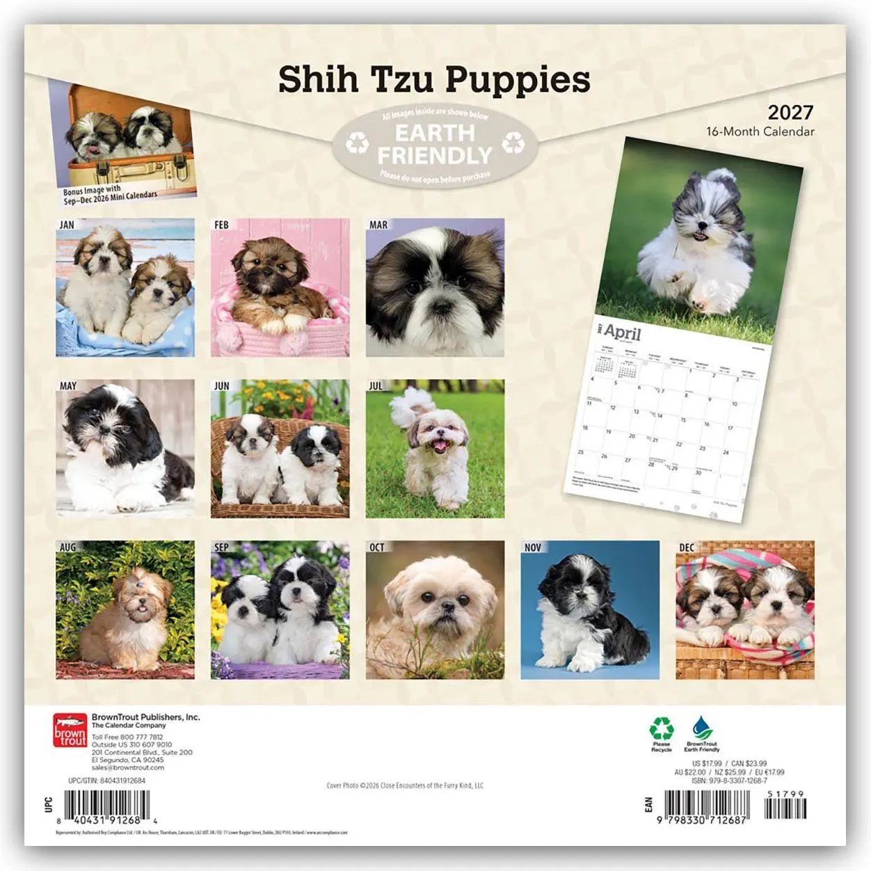 Rückseite: 9798330712687 | Shih Tzu Puppies - Shih Tzu Welpen 2027 - 16-Monatskalender | Kalender