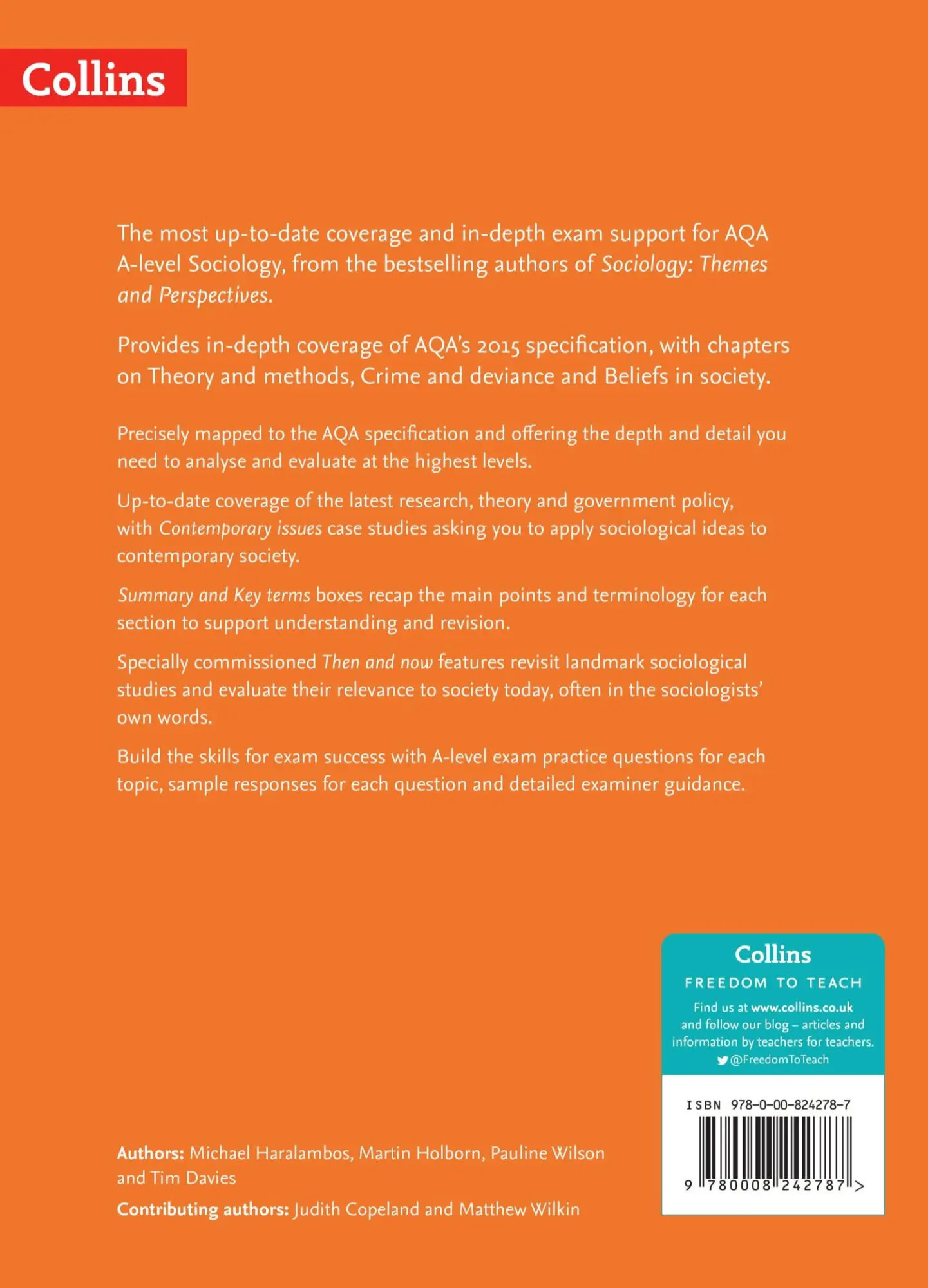 Rückseite: 9780008242787 | Aqa a Level Sociology Themes and Perspectives | Year 2 | Taschenbuch