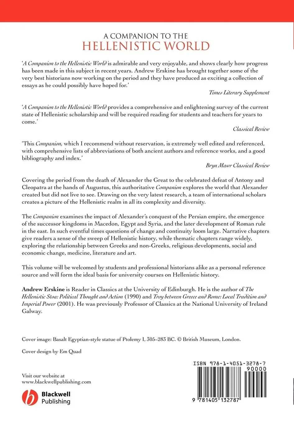 Rückseite: 9781405132787 | A Companion to the Hellenistic World | Andrew Erskine | Taschenbuch