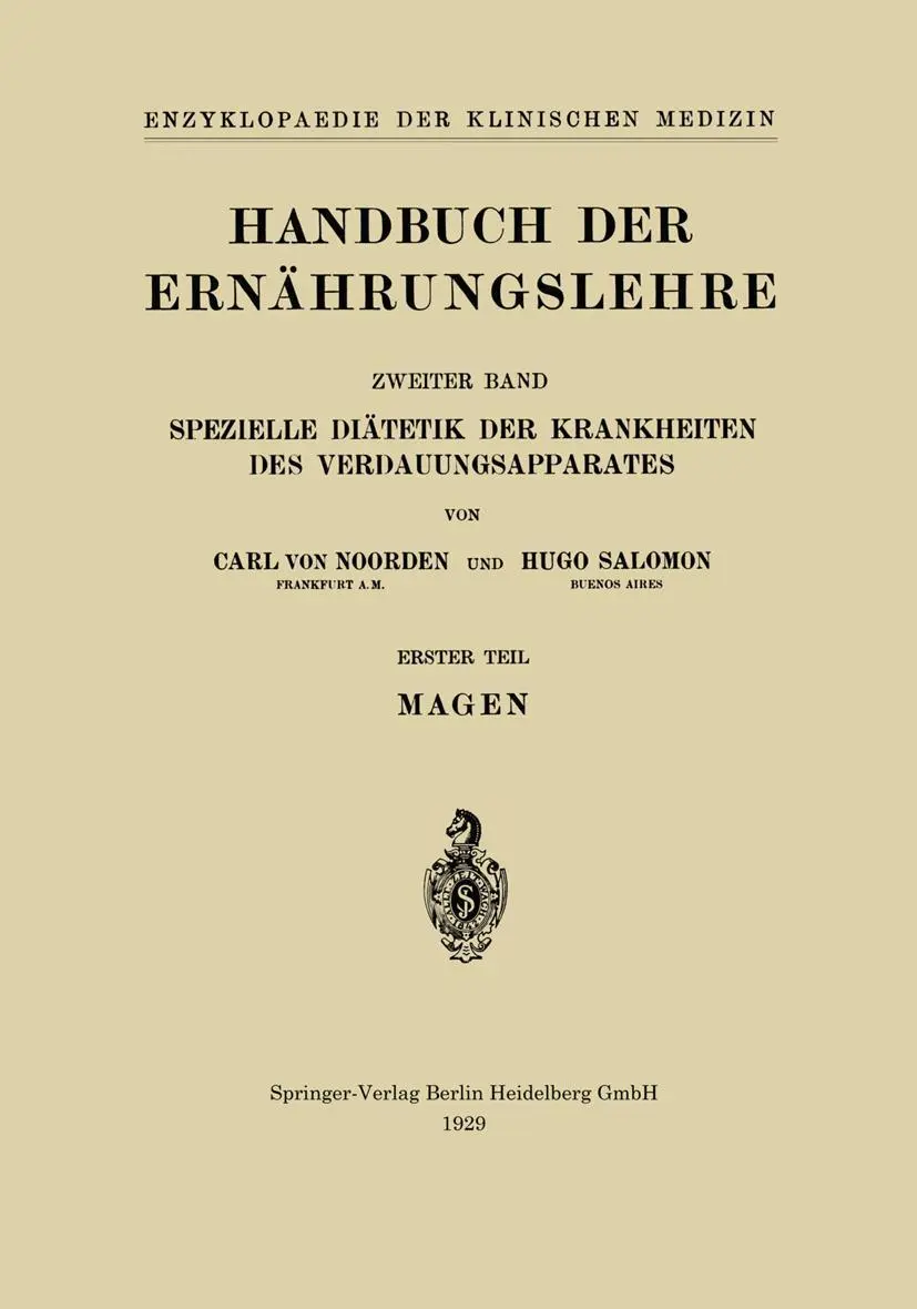 Cover: 9783662342787 | Handbuch der Ernährungslehre | Hugo Salomon (u. a.) | Taschenbuch