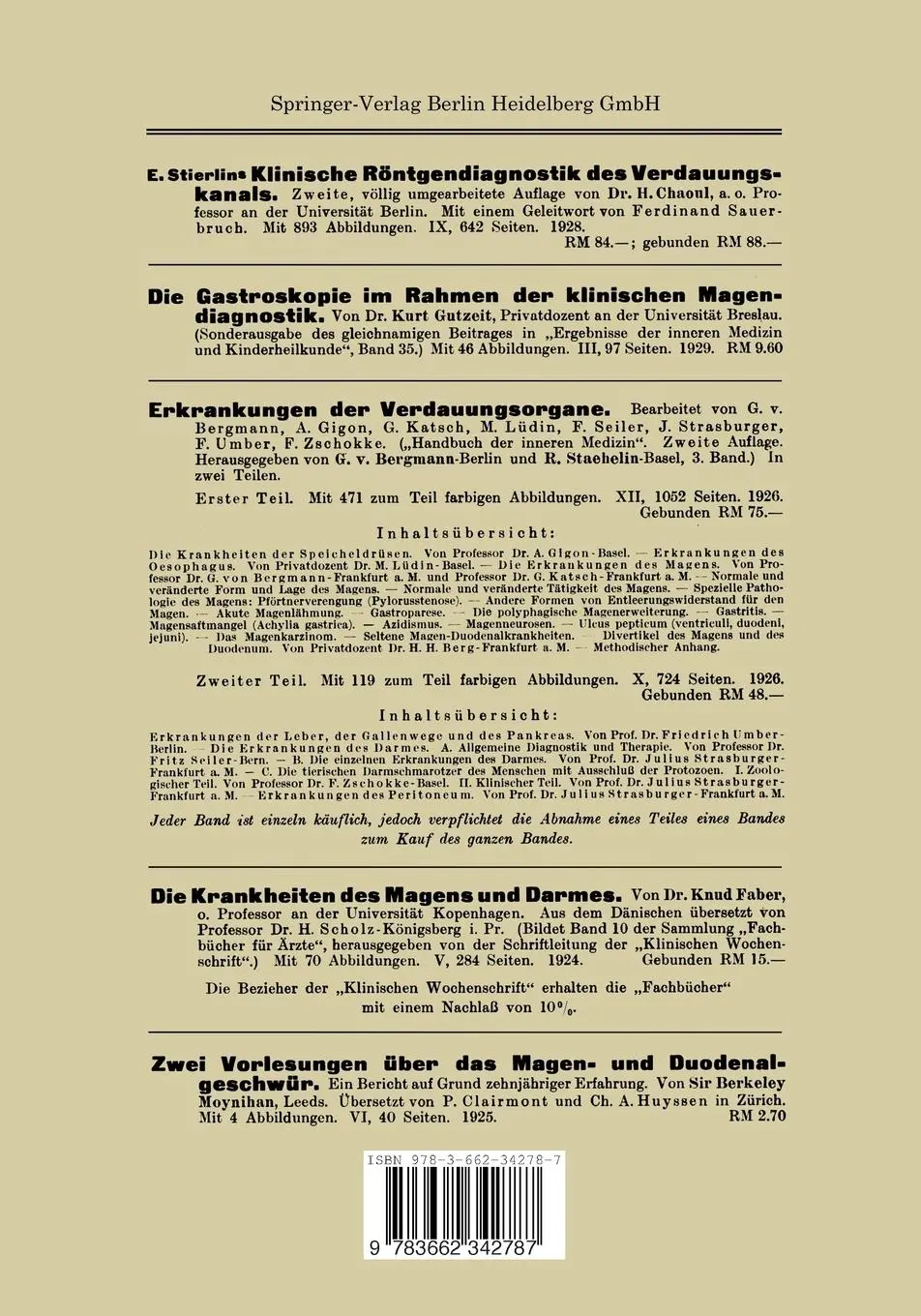 Rückseite: 9783662342787 | Handbuch der Ernährungslehre | Hugo Salomon (u. a.) | Taschenbuch