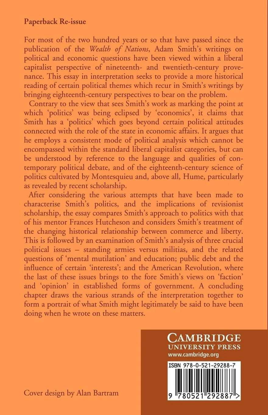 Rückseite: 9780521292887 | Adam Smith's Politics | An Essay in Historiographic Revision | Buch