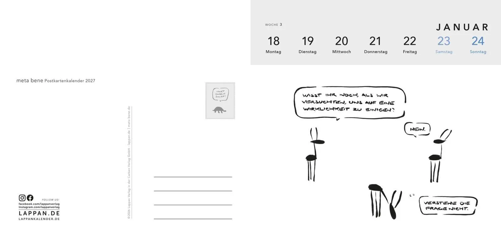 Bild: 9783830322887 | meta bene Postkartenkalender 2027 | Meta Bene | Kalender | 108 S.
