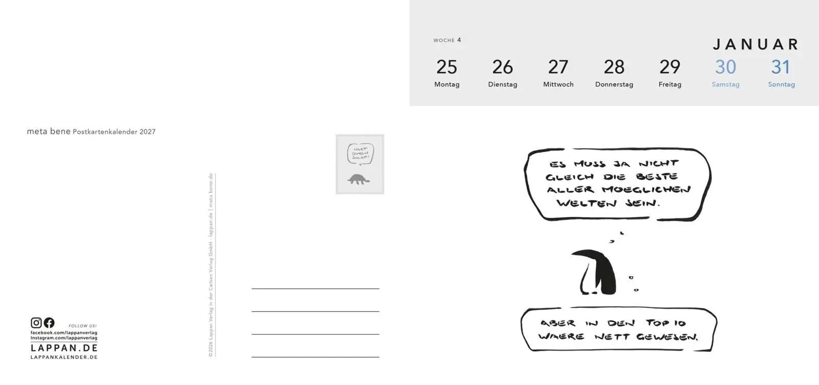 Bild: 9783830322887 | meta bene Postkartenkalender 2027 | Meta Bene | Kalender | 108 S.