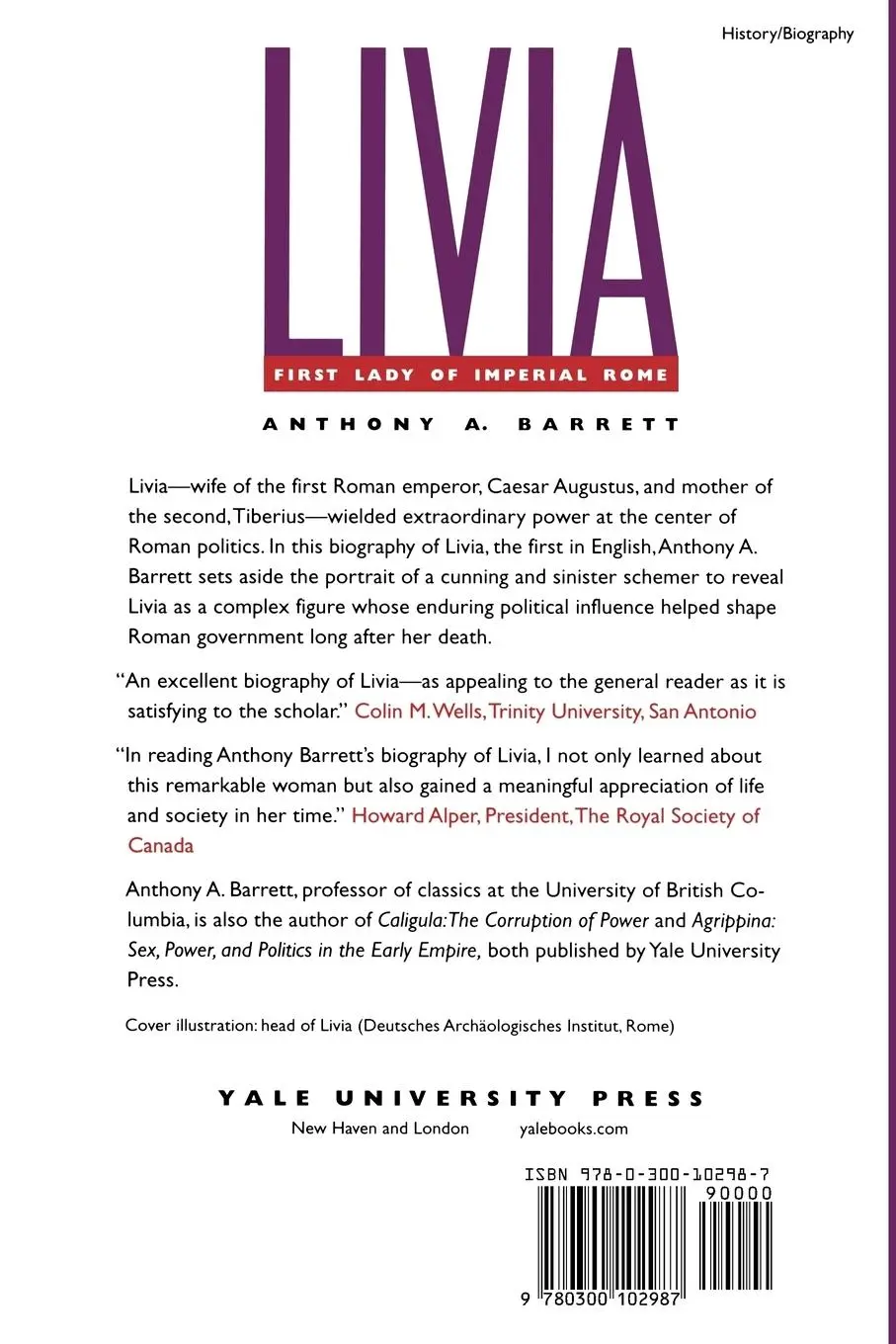 Rückseite: 9780300102987 | Livia | First Lady of Imperial Rome | Anthony A. Barrett | Taschenbuch