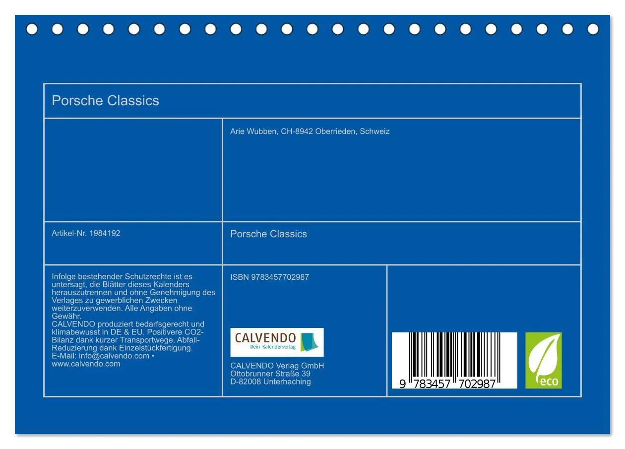 Bild: 9783457702987 | Porsche Classics (Tischkalender 2026 DIN A5 quer), CALVENDO...