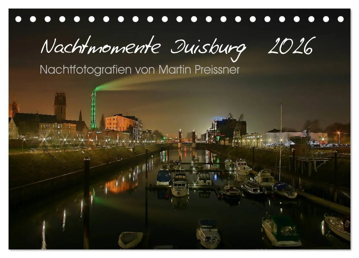 Cover: 9783516093087 | Duisburg Nachtmomente 2026 (Tischkalender 2026 DIN A5 quer),...