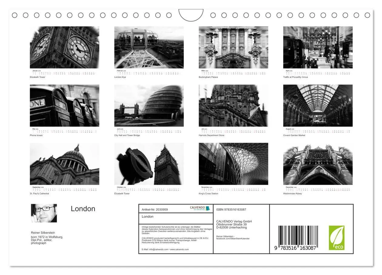 Bild: 9783516163087 | London (Wandkalender 2026 DIN A4 quer), CALVENDO Monatskalender | 2026
