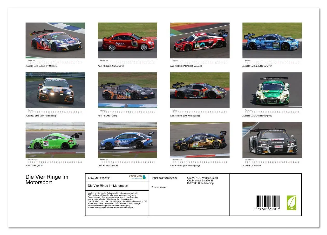 Bild: 9783516233087 | Die Vier Ringe im Motorsport (Wandkalender 2026 DIN A3 quer),...