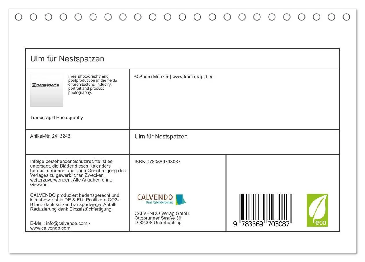 Bild: 9783569703087 | Ulm für Nestspatzen (Tischkalender 2027 DIN A5 quer), CALVENDO...