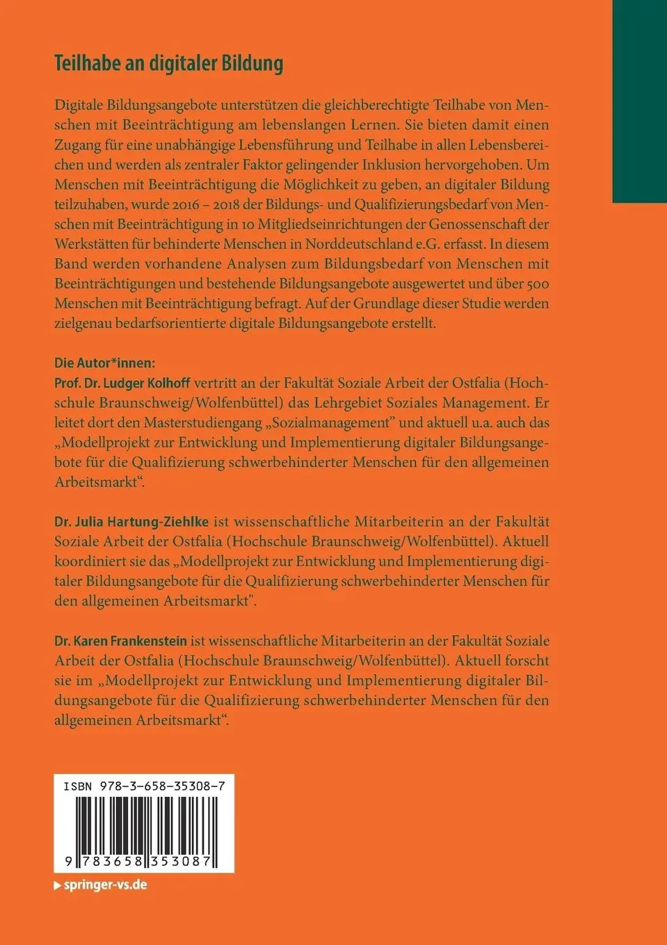 Rückseite: 9783658353087 | Teilhabe an digitaler Bildung | Ludger Kolhoff (u. a.) | Taschenbuch