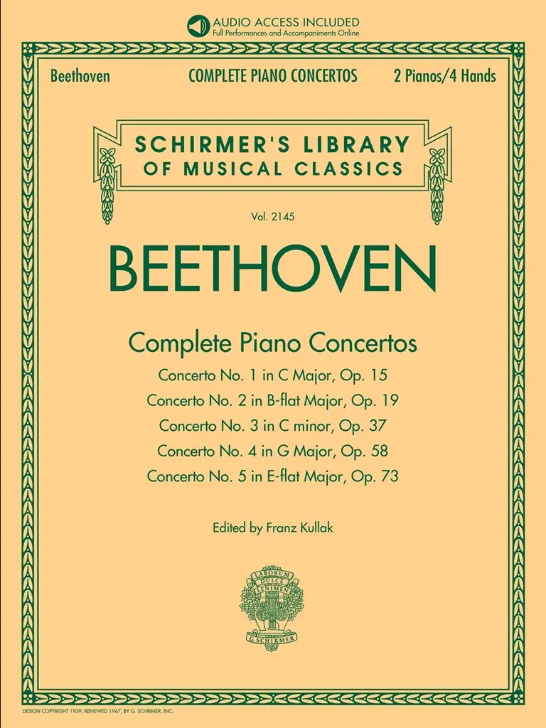Cover: 840126913187 | Beethoven: Complete Piano Concertos - Sheet Music for 2 Pianos/4...