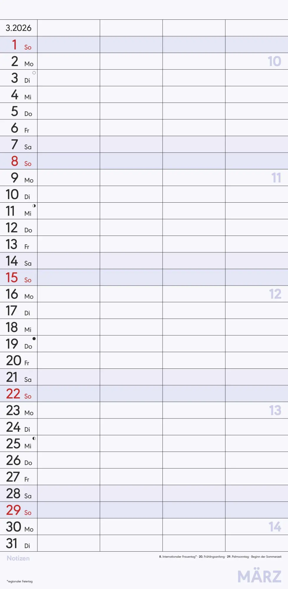 Bild: 4069095003187 | Superplaner M 2026 4 Spalten - Familien-Timer 22x45 cm -...