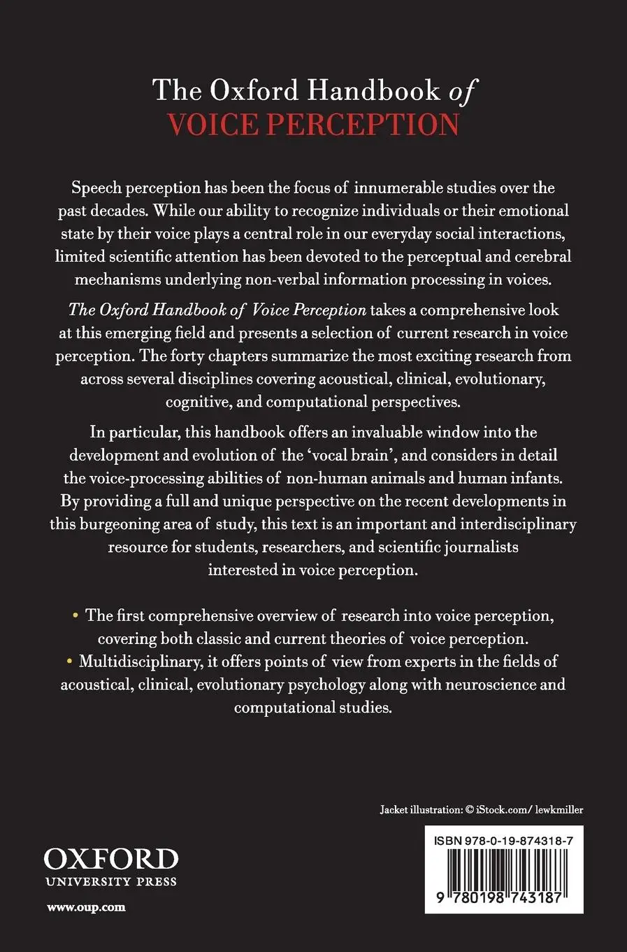 Rückseite: 9780198743187 | Oxford Handbook of Voice Perception | Sascha Frühholz (u. a.) | Buch