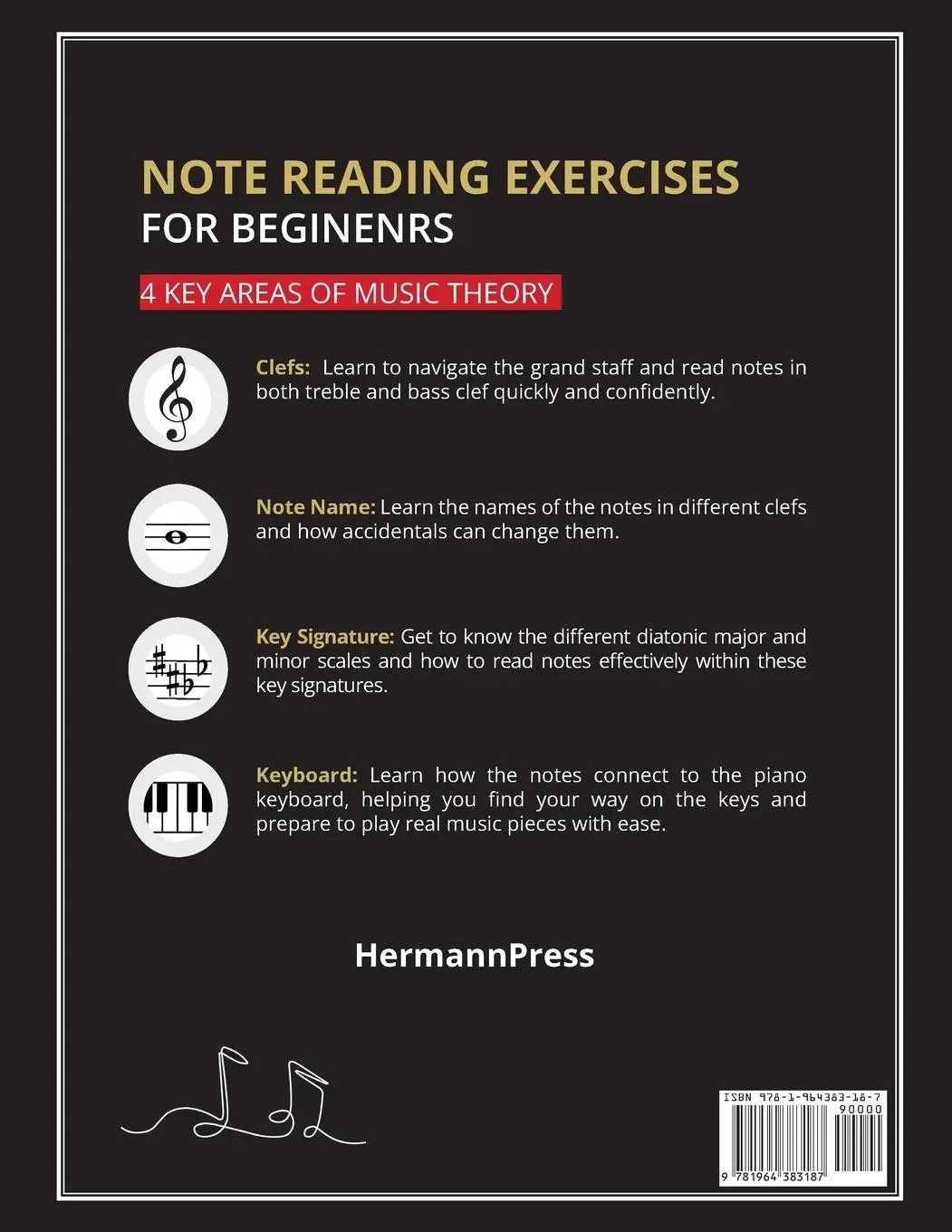 Rückseite: 9781964383187 | Easy! Piano Note Reading Exercises for Beginners | Hermann Press