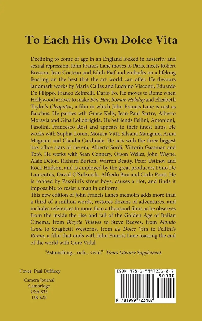 Rückseite: 9781999723187 | To Each His Own Dolce Vita | John Francis Lane | Buch | Englisch