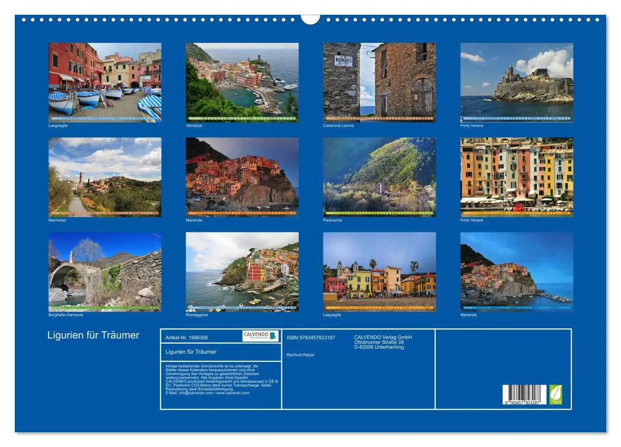 Bild: 9783457823187 | Ligurien für Träumer (Wandkalender 2026 DIN A2 quer), CALVENDO...