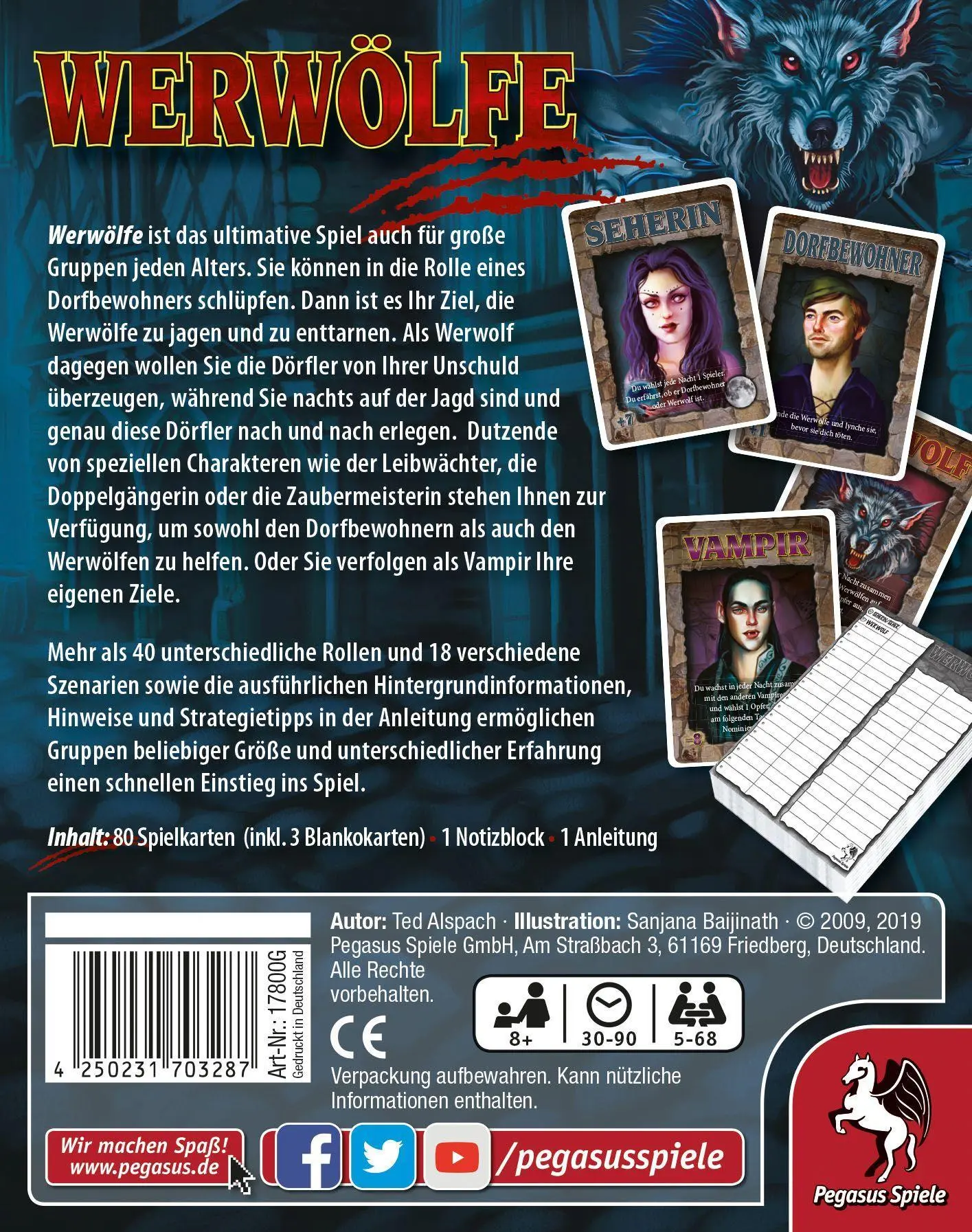 Bild: 4250231703287 | Werwölfe | Ted Alspach | Spiel | Brettspiel | 17800G | Deutsch | 2009