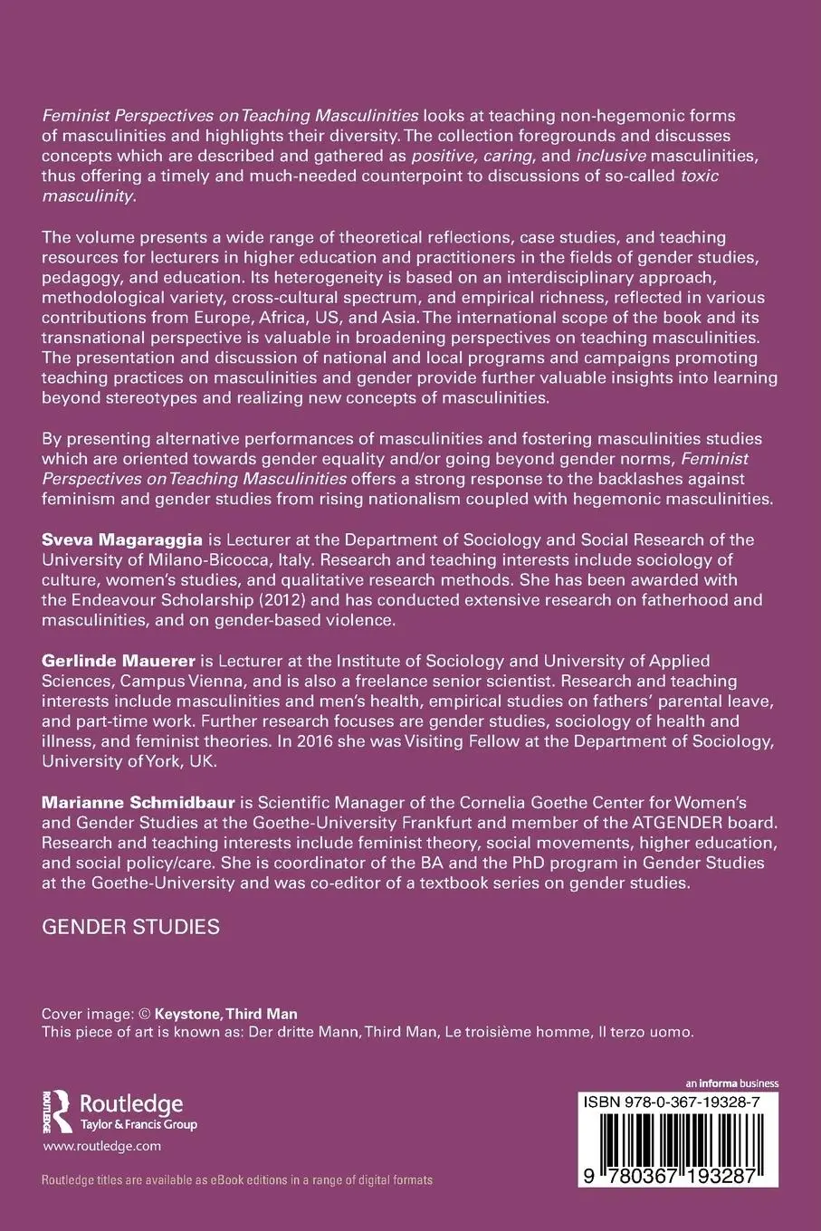 Rückseite: 9780367193287 | Feminist Perspectives on Teaching Masculinities | Magaraggia (u. a.)