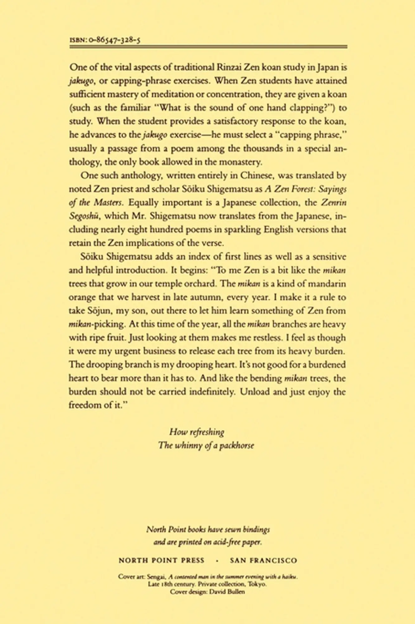 Rückseite: 9780865473287 | A Zen Harvest | Soiku Shigematsu | Taschenbuch | Englisch | 1988