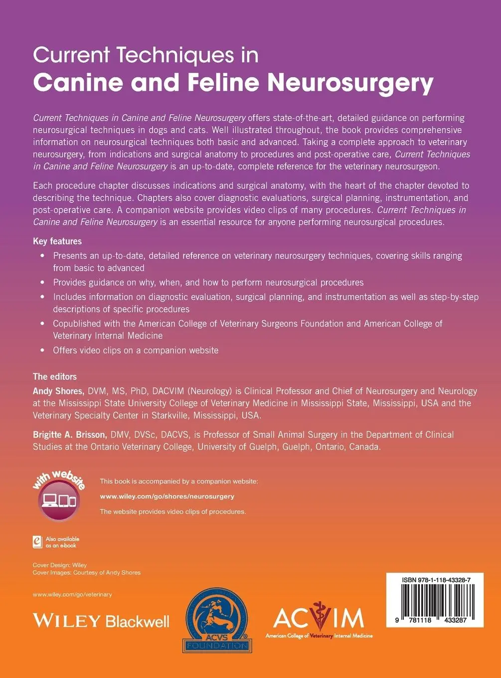 Rückseite: 9781118433287 | Current Techniques in Canine and Feline Neurosurgery | Shores (u. a.)
