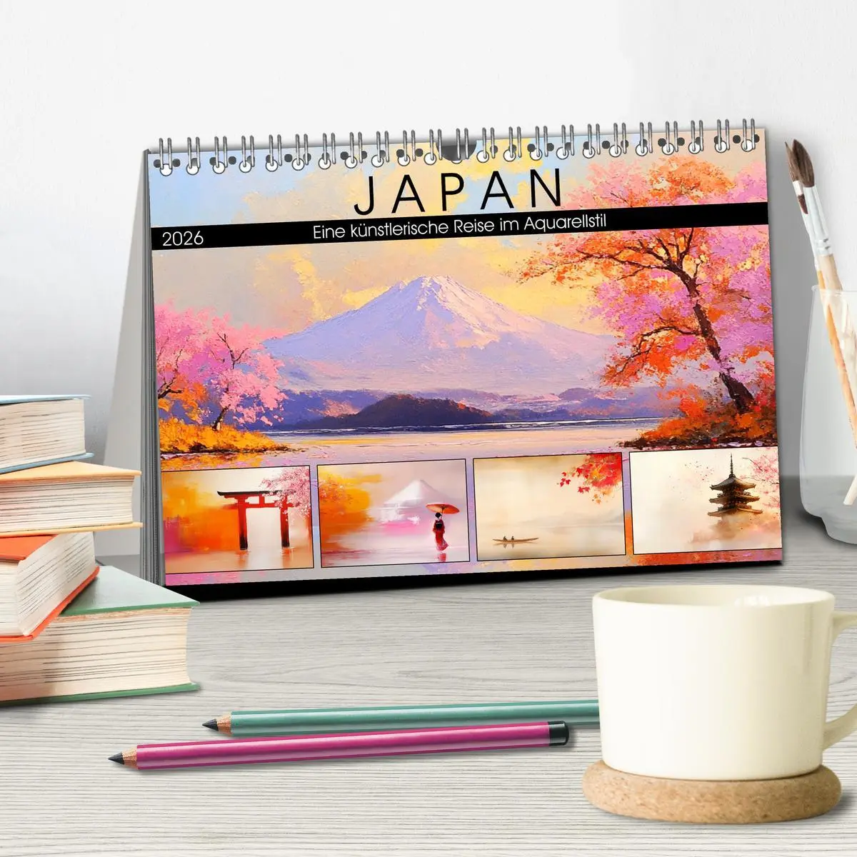 Bild: 9783457293287 | Japan. Eine künstlerische Reise im Aquarellstil (Tischkalender 2026...