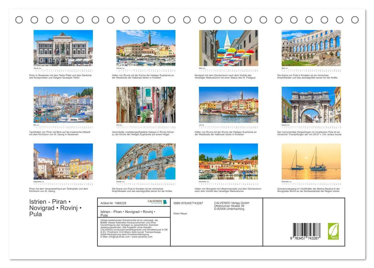 Bild: 9783457743287 | Istrien - Piran ¿ Novigrad ¿ Rovinj ¿ Pula (Tischkalender 2026 DIN...