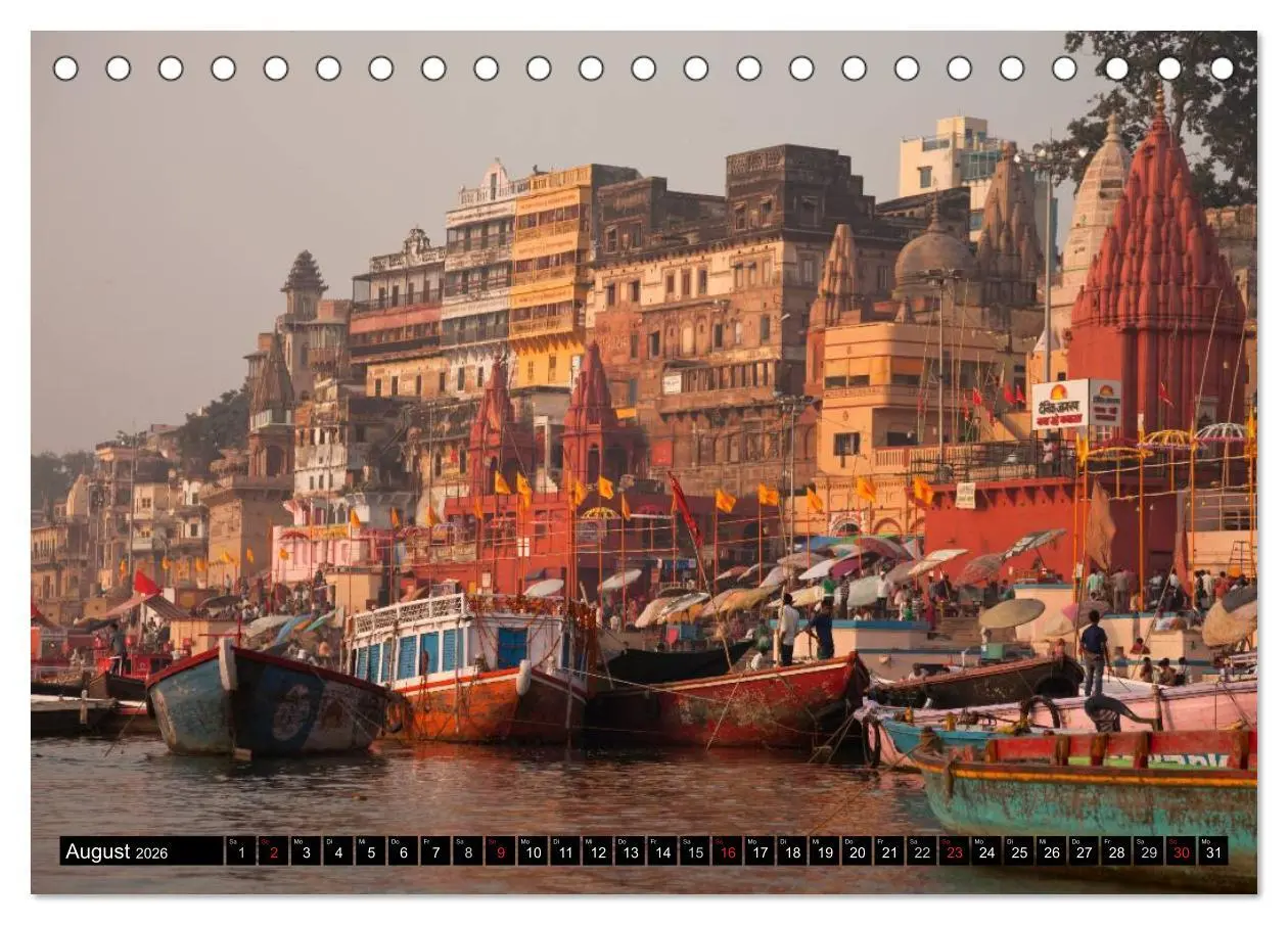 Bild: 9783516073287 | Indien - Varanasi (Tischkalender 2026 DIN A5 quer), CALVENDO...