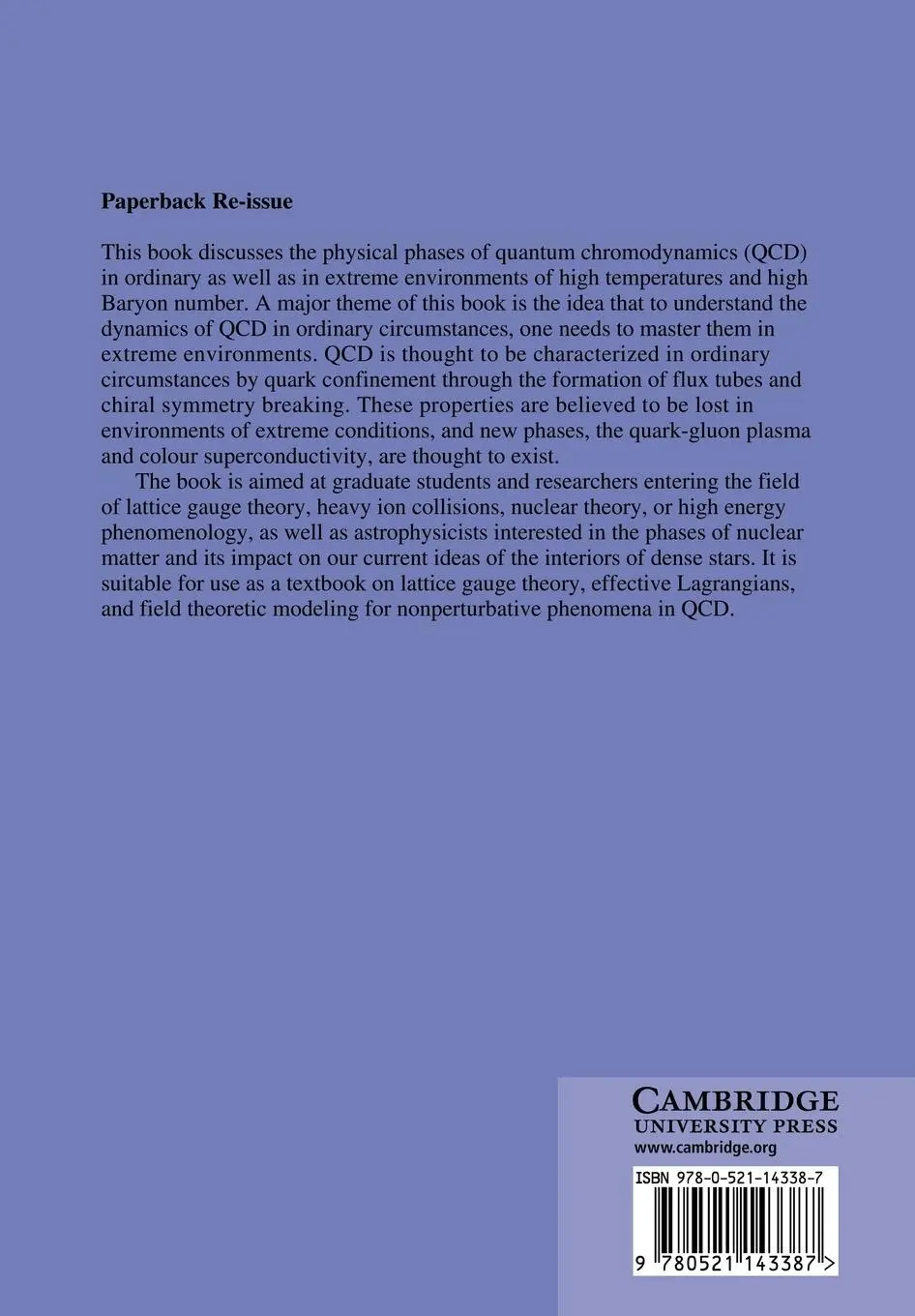 Rückseite: 9780521143387 | The Phases of Quantum Chromodynamics | John B. Kogut (u. a.) | Buch