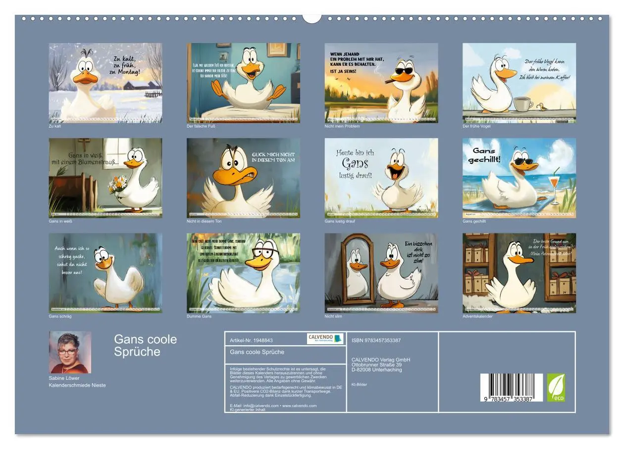 Bild: 9783457353387 | Gans coole Sprüche (hochwertiger Premium Wandkalender 2026 DIN A2...
