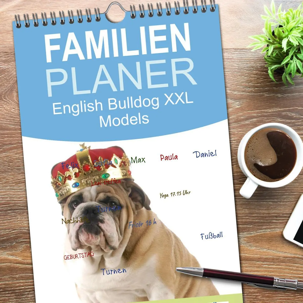 Bild: 9783516513387 | Familienplaner 2026 - English Bulldog XXL Models mit 5 Spalten...