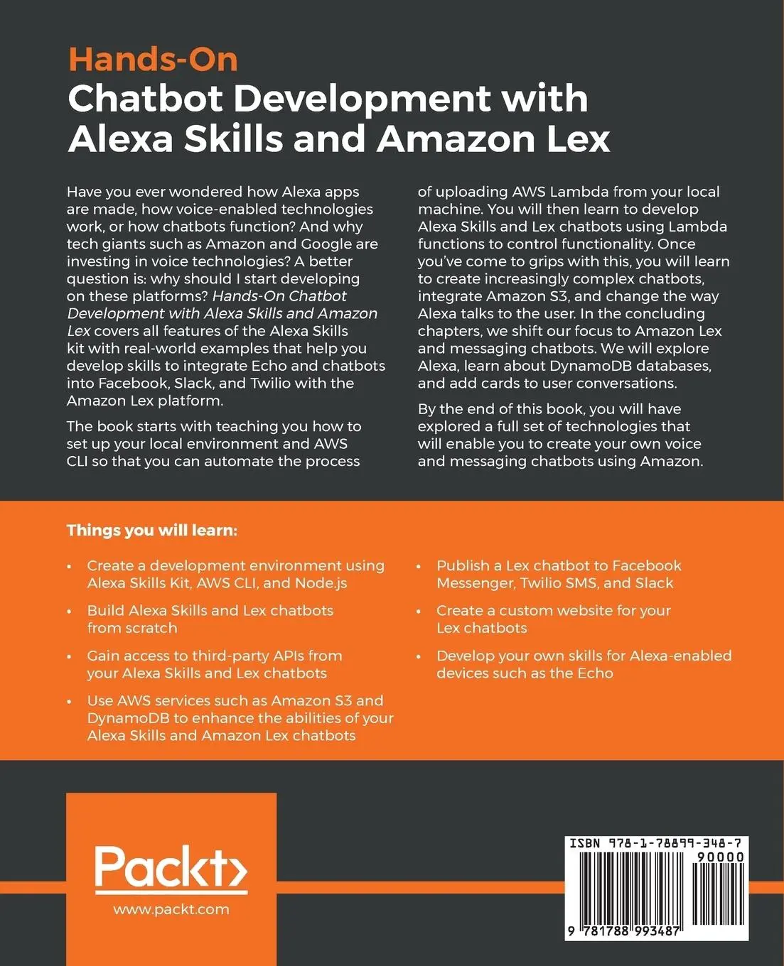 Rückseite: 9781788993487 | Hands-On Chatbot Development with Alexa Skills and Amazon Lex | Buch