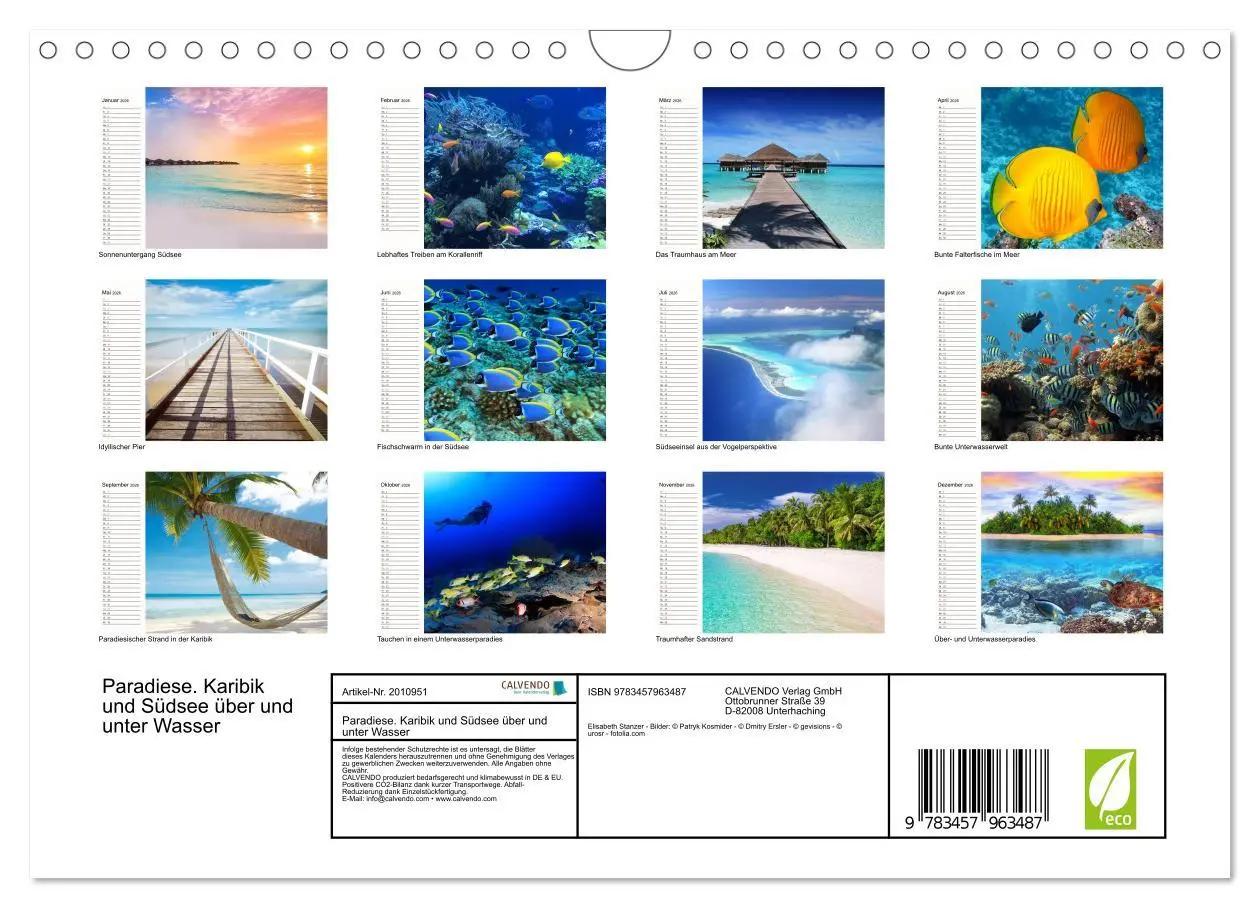Bild: 9783457963487 | Paradiese. Karibik und Südsee über und unter Wasser (Wandkalender...