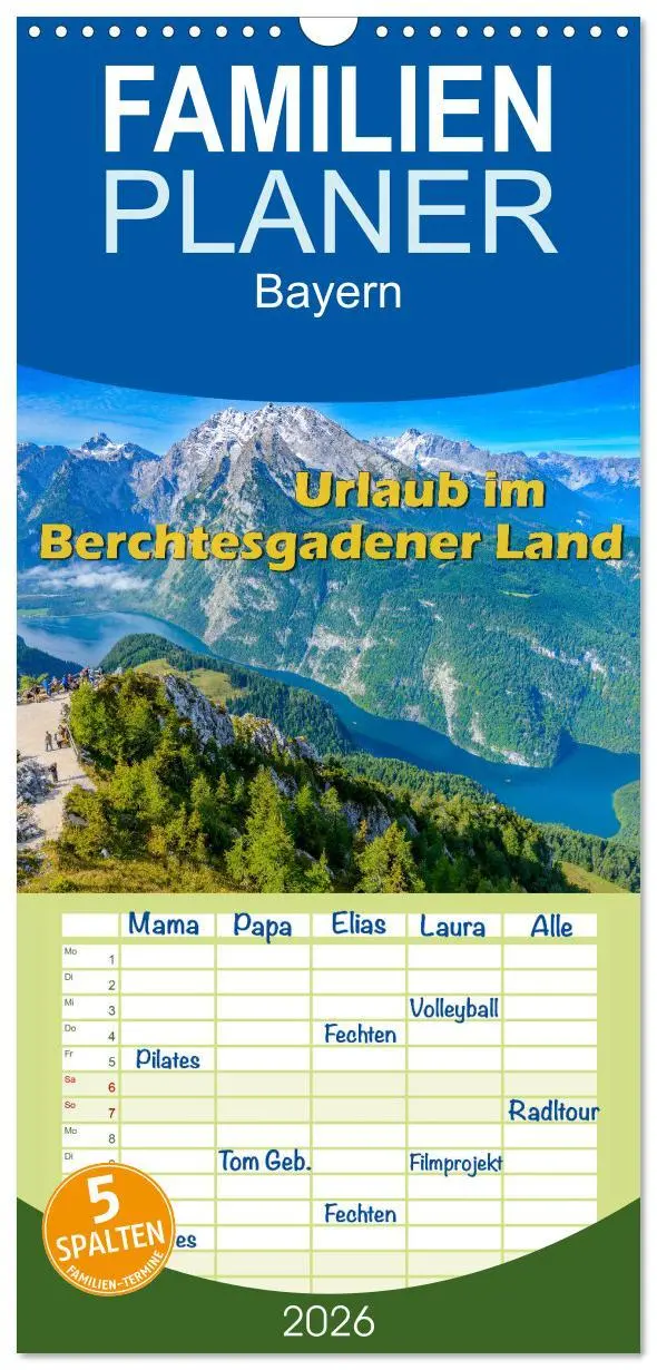 Cover: 9783516503487 | Familienplaner 2026 - Urlaub im Berchtesgadener Land mit 5 Spalten...