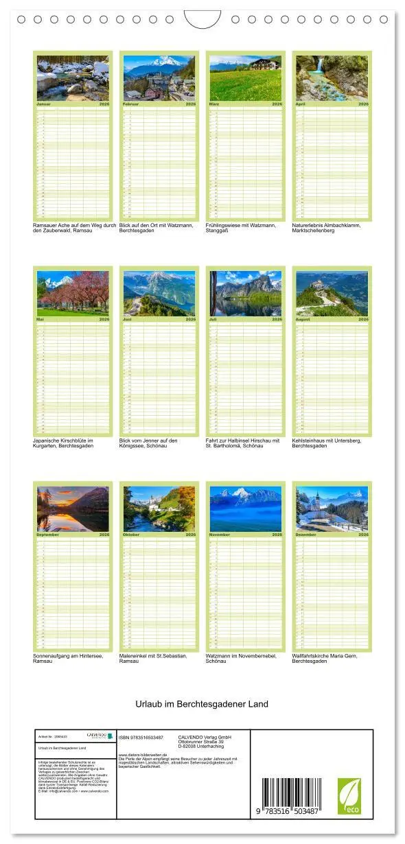 Bild: 9783516503487 | Familienplaner 2026 - Urlaub im Berchtesgadener Land mit 5 Spalten...