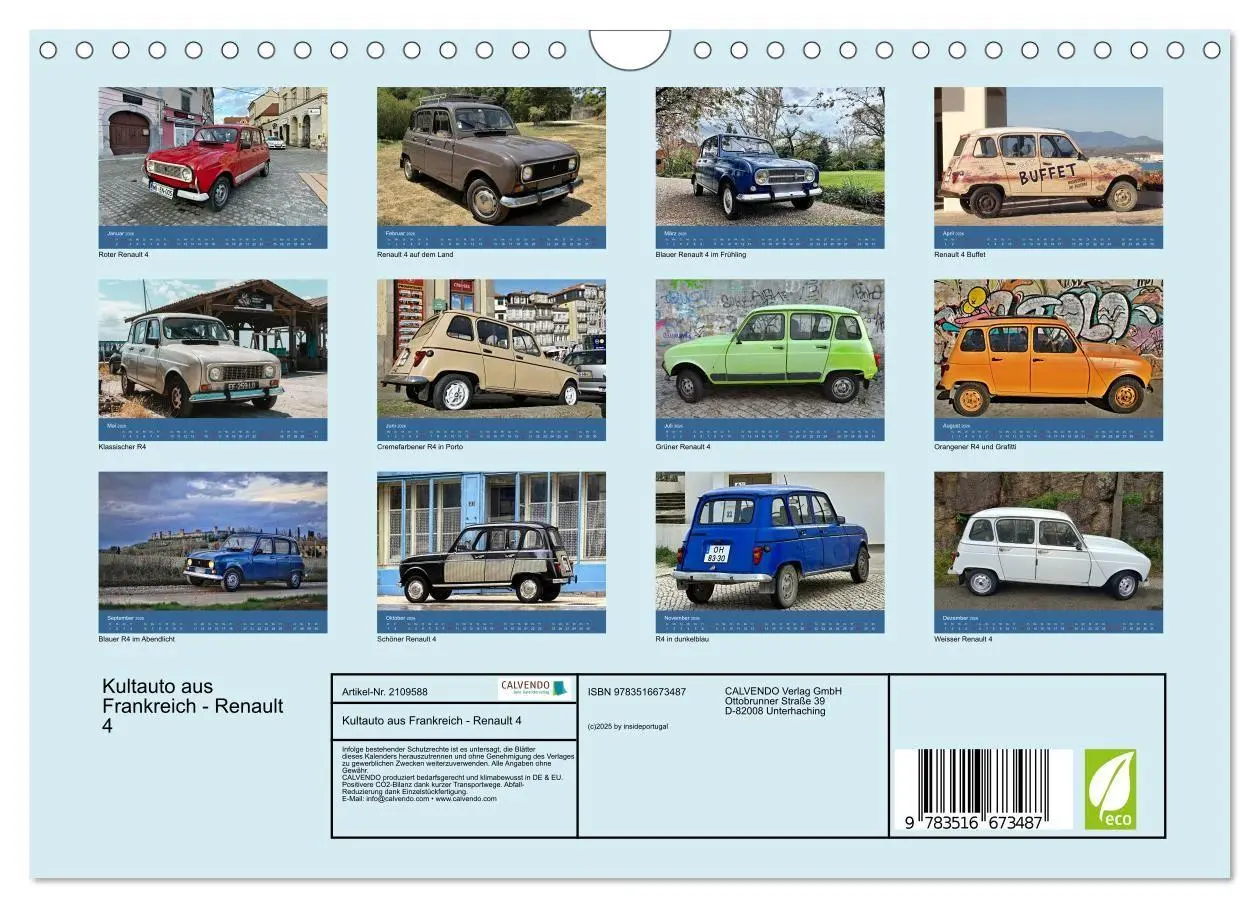 Bild: 9783516673487 | Kultauto aus Frankreich - Renault 4 (Wandkalender 2026 DIN A4...