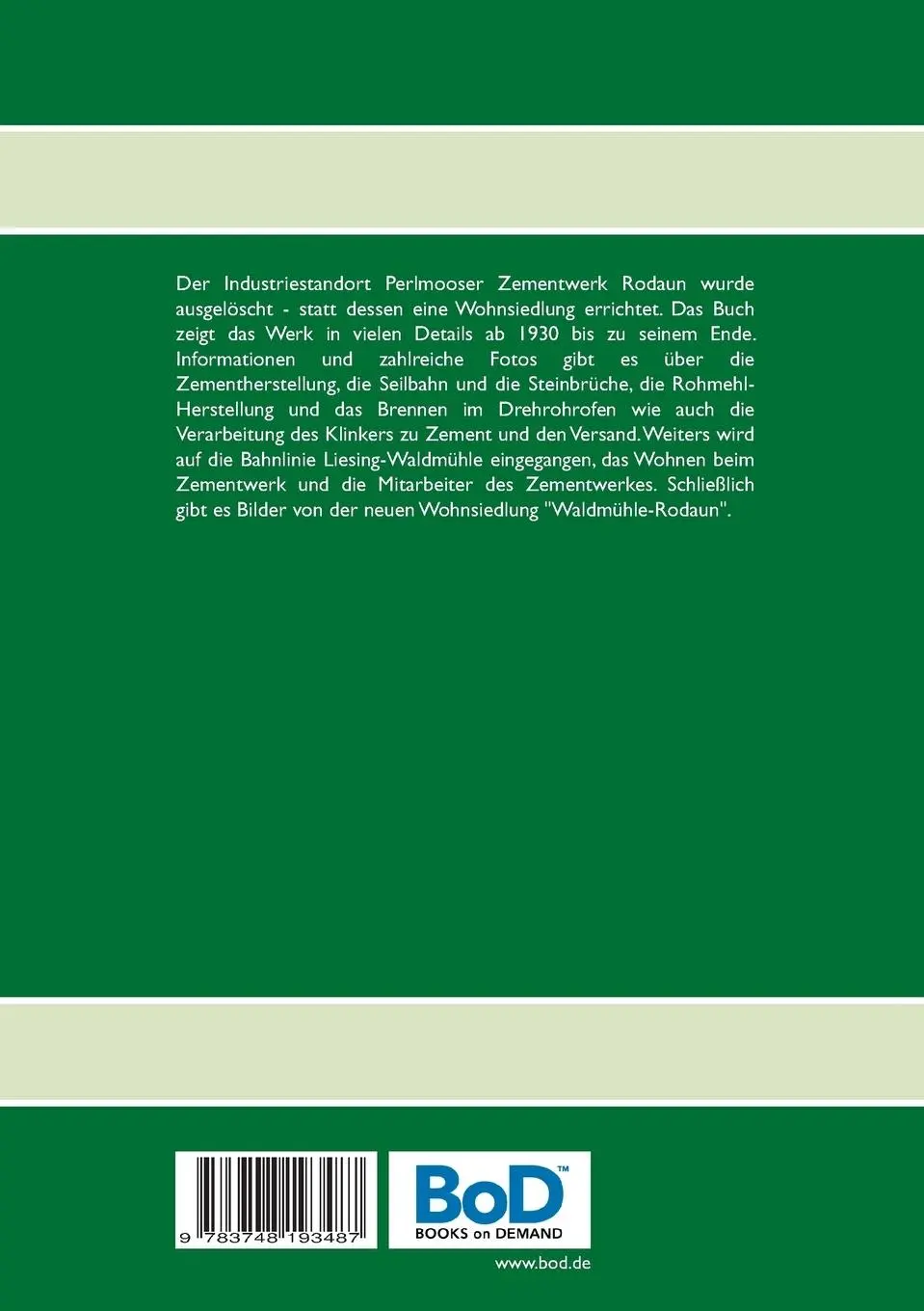 Rückseite: 9783748193487 | Das Perlmooser Zementwerk Rodaun | Helmut Kropp | Taschenbuch | 84 S.