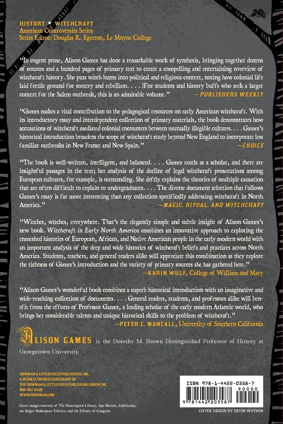 Rückseite: 9781442203587 | Witchcraft in Early North America | Alison Games | Taschenbuch | 2012